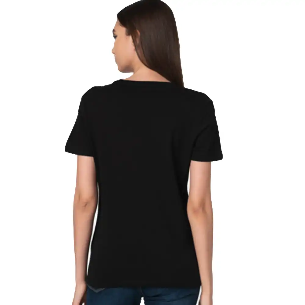 Tee shirt manche courte femme Guess Triangle logo Noir - ZESHOES