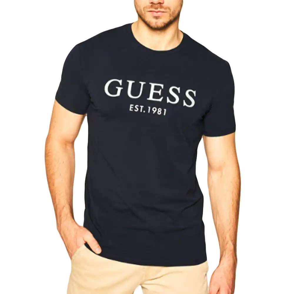 T shirt manche courte homme Guess Est. 1981 Bleu - ZESHOES