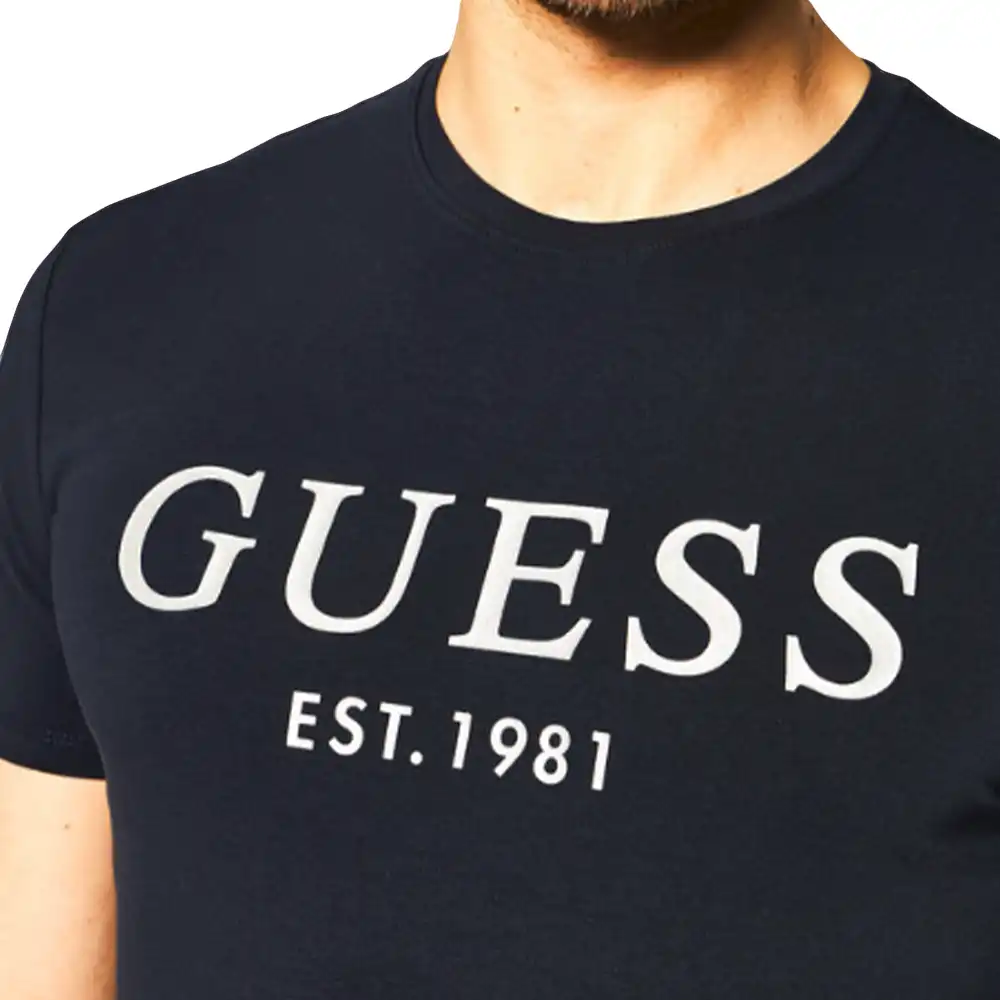 T shirt manche courte homme Guess Est. 1981 Bleu - ZESHOES