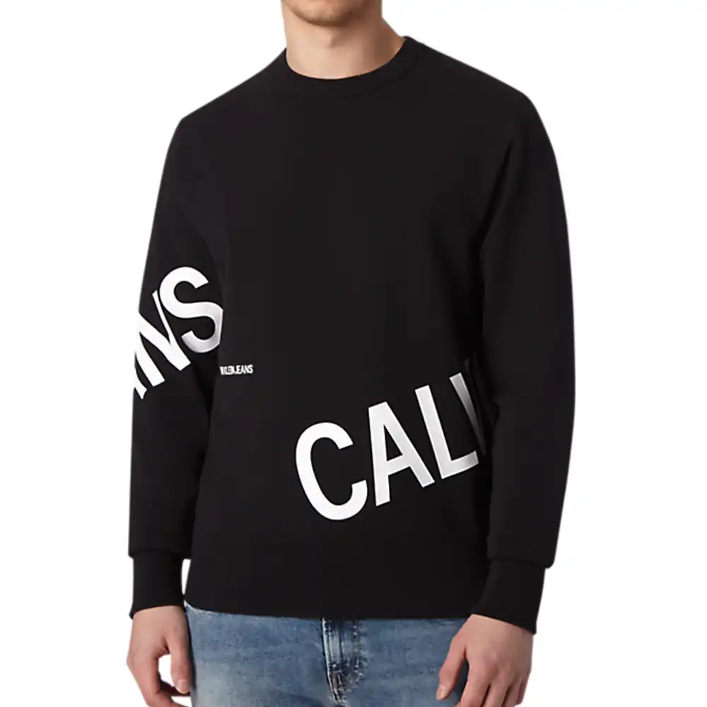 Sweat shirt homme Calvin Klein Stretch logo crew neck Noir - ZESHOES