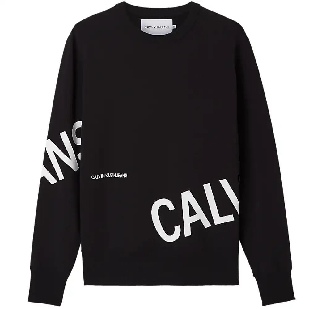 Sweat shirt homme Calvin Klein Stretch logo crew neck Noir - ZESHOES Sweat shirt homme Calvin Klein Stretch logo crew neck Noir - ZESHOES