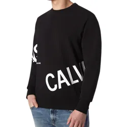 Sweat shirt homme Calvin Klein Stretch logo crew neck Noir - ZESHOES Sweat shirt homme Calvin Klein Stretch logo crew neck Noir - ZESHOES