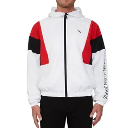 Veste de survêtement homme Calvin Klein Color block track jacket Blanc - ZESHOES
