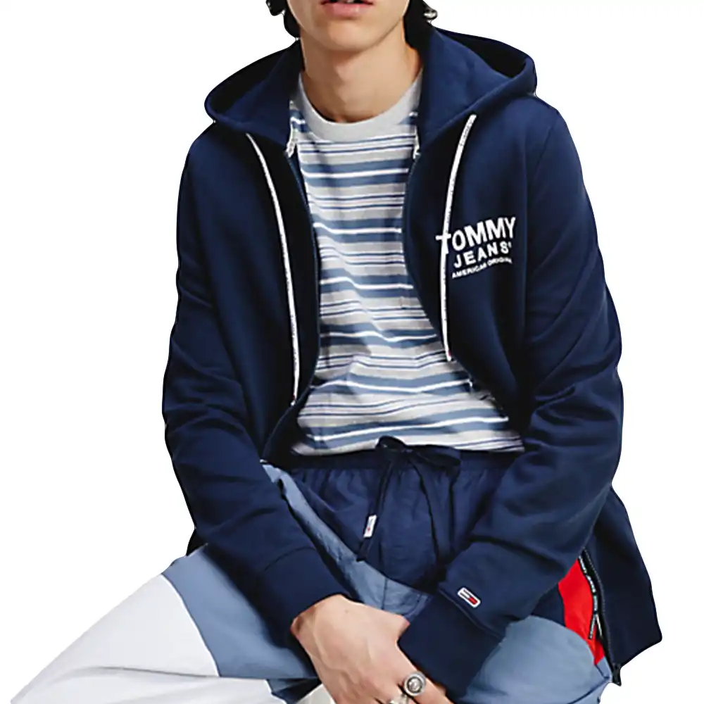 Sweat shirt homme Tommy Jeans Essential graphic zipthrough Bleu - ZESHOES