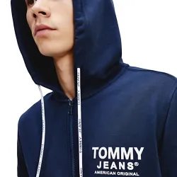 Sweat shirt homme Tommy Jeans Essential graphic zipthrough Bleu - ZESHOES Sweat shirt homme Tommy Jeans Essential graphic zipthrough Bleu - ZESHOES