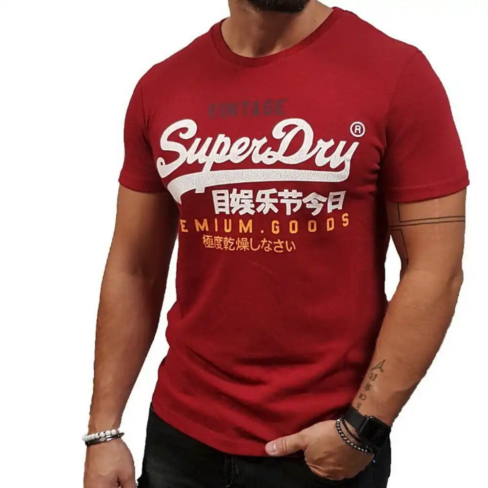 T shirt manche courte homme Superdry Vintage logo Bordeaux - ZESHOES