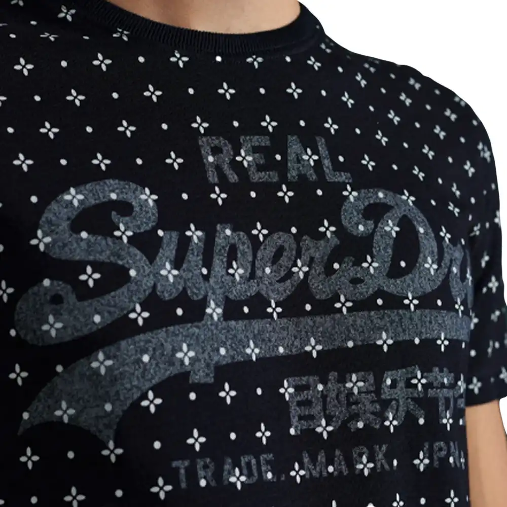 T shirt manche courte homme Superdry All over logo vintage Bleu - ZESHOES