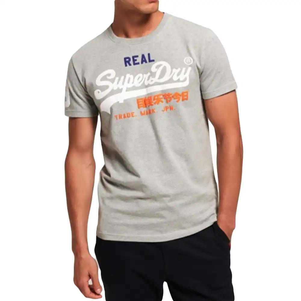 T shirt manche courte homme Superdry Vintage logo tri Gris - ZESHOES