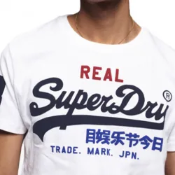 T shirt manche courte homme Superdry Vintage logo tri Blanc - ZESHOES