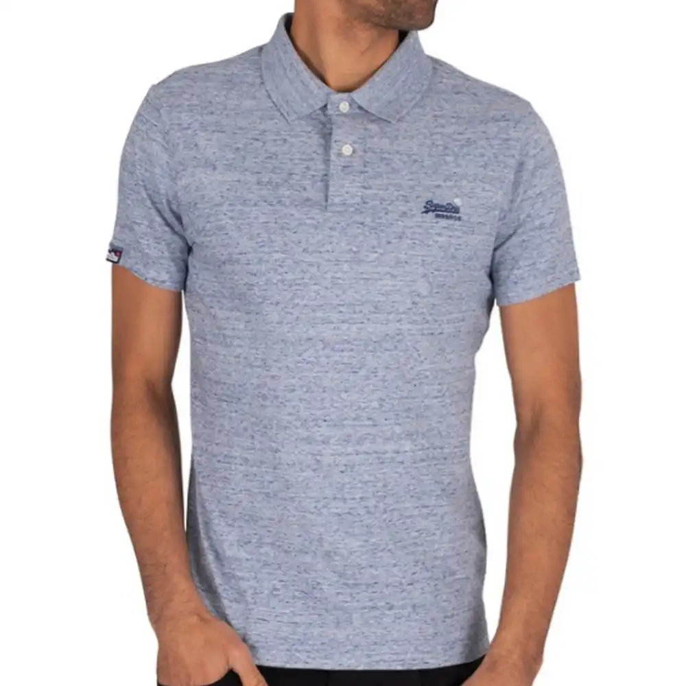 Polo manche courte Superdry Jersey label Bleu - ZESHOES