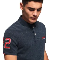 Polo manche courte Superdry Classic pique Bleu - ZESHOES