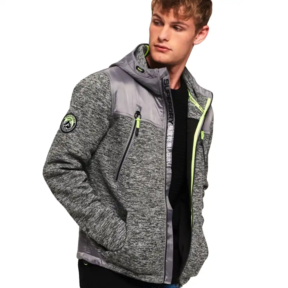 Sweat zippé homme Superdry Ziphood de montagne Gris - ZESHOES
