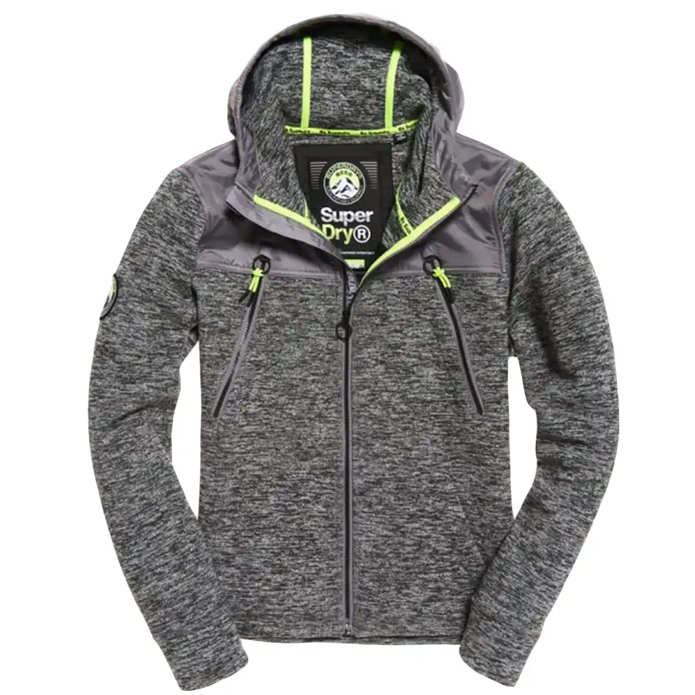 Sweat zippé homme Superdry Ziphood de montagne Gris - ZESHOES