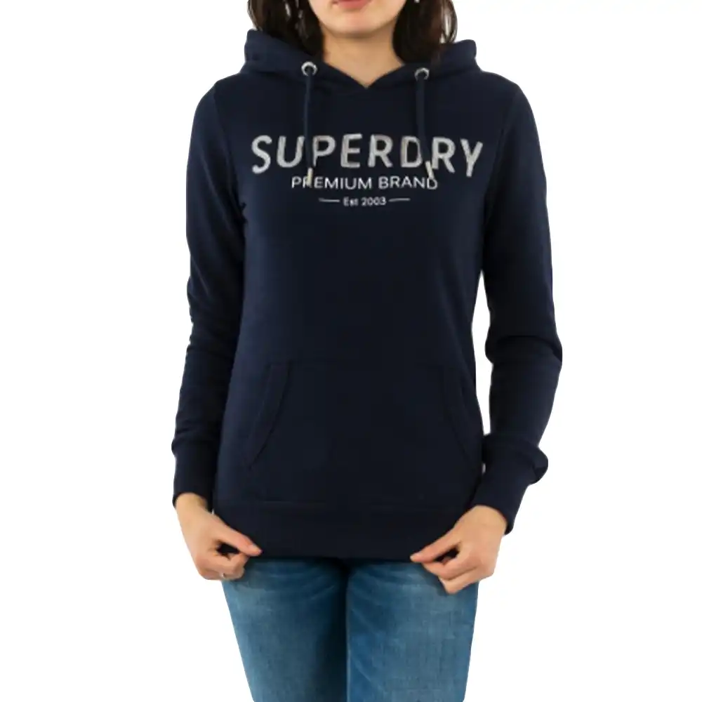 Sweat capuche femme Superdry Premium Atlantic Bleu - ZESHOES