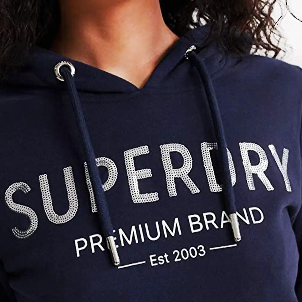 Sweat capuche femme Superdry Premium Atlantic Bleu - ZESHOES