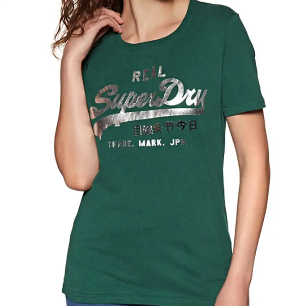 Tee shirt manche courte femme Superdry Vintage logo Vert - ZESHOES