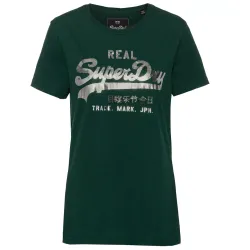 Tee shirt manche courte femme Superdry Vintage logo Vert - ZESHOES