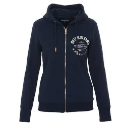 Sweat zippé femme Superdry Applique sherif Bleu - ZESHOES