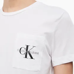 T shirt manche courte homme Calvin Klein Monogram pocket slim ss Blanc - ZESHOES