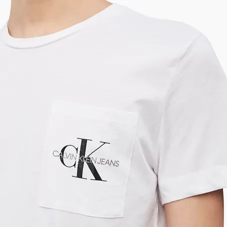 Produits victimes de leur succès Calvin Klein Blanc Monogram pocket slim ss