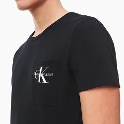 T shirt manche courte homme Calvin Klein Monogram pocket slim ss Noir - ZESHOES