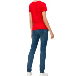 Tee shirt manche courte femme Calvin Klein Institutional logo slim fit Rouge ...