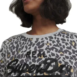 Tee shirt manche courte femme Superdry All over vintage logo Leopard - ZESHOES