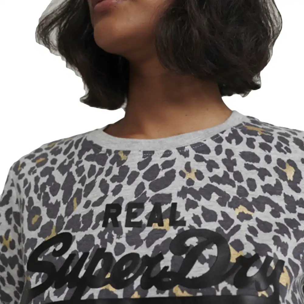Tee shirt manche courte femme Superdry All over vintage logo Leopard - ZESHOES