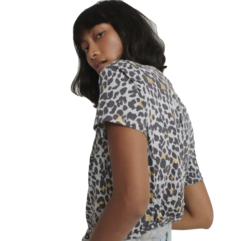 Tee shirt manche courte femme Superdry All over vintage logo Leopard - ZESHOES