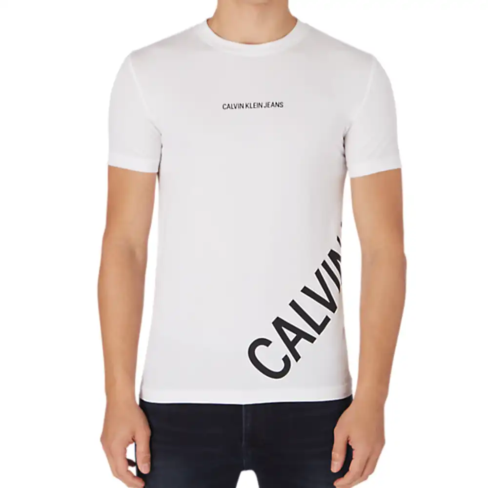 T shirt manche courte homme Calvin Klein Logo stretch Blanc - ZESHOES