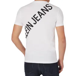 T shirt manche courte homme Calvin Klein Logo stretch Blanc - ZESHOES T shirt manche courte homme Calvin Klein Logo stretch Blanc - ZESHOES