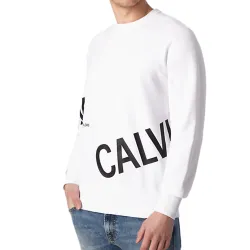 Sweat shirt homme Calvin Klein Logo stretch Bleu - ZESHOES Sweat shirt homme Calvin Klein Logo stretch Bleu - ZESHOES