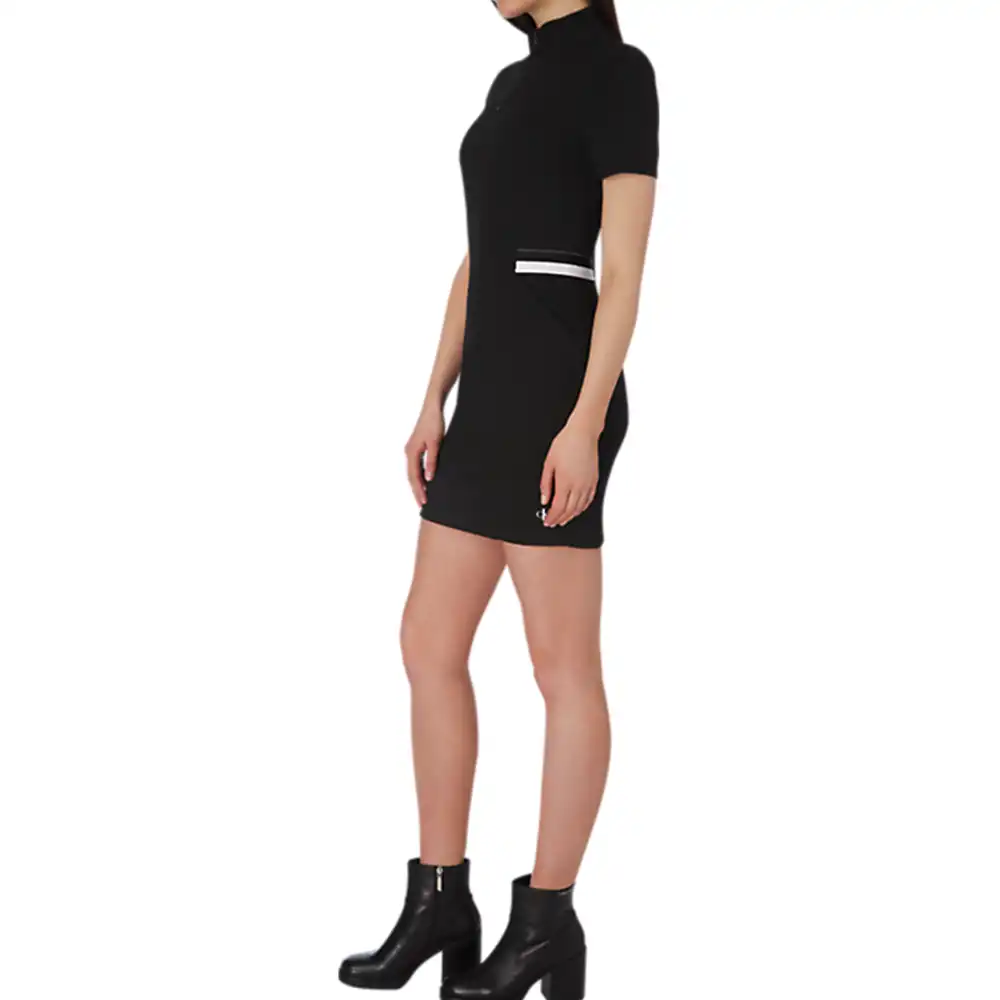 Robe femme Calvin Klein Zip monochrome Noir - ZESHOES Robe femme Calvin Klein Zip monochrome Noir - ZESHOES