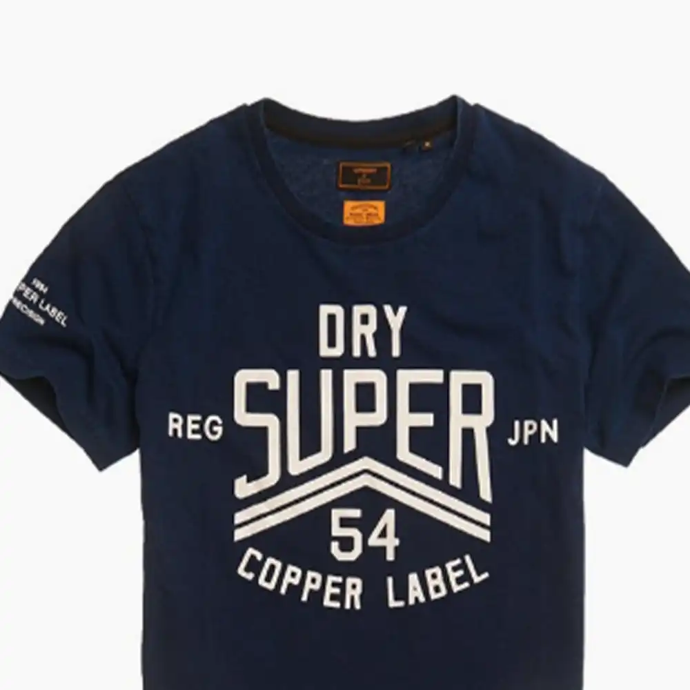 T shirt manche courte homme Superdry Copper label Bleu - ZESHOES