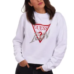 Sweat shirt femme Guess Big logo classic Blanc - ZESHOES