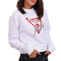 Sweat shirt femme Guess Big logo classic Blanc - ZESHOES