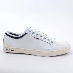 Basket basse homme Tommy Jeans Core leather sneaker Blanc - ZESHOES
