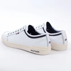 Basket basse homme Tommy Jeans Core leather sneaker Blanc - ZESHOES