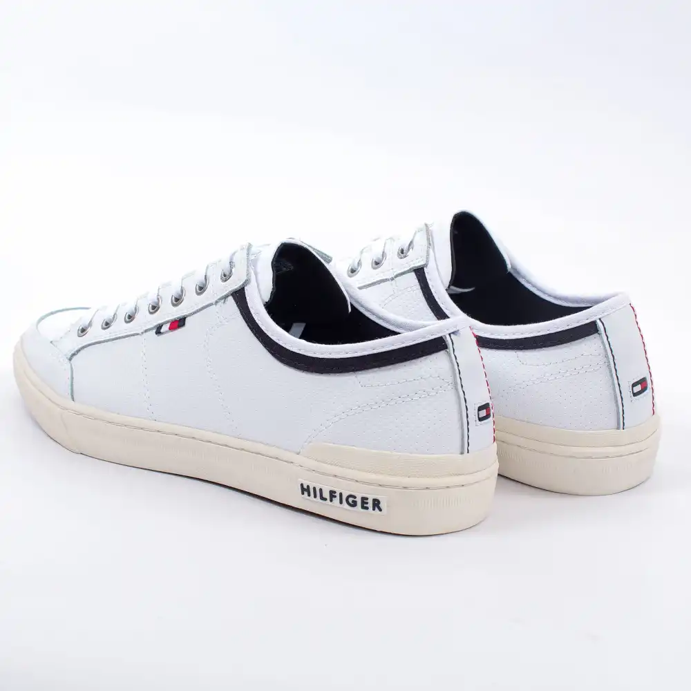 Basket basse homme Tommy Jeans Core leather sneaker Blanc - ZESHOES