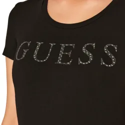 Tee shirt manche courte femme Guess Emma Noir - ZESHOES
