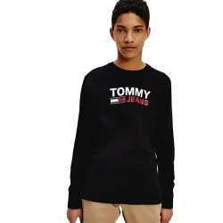 Sweat shirt homme Tommy Jeans Longsleeve corp logo tee Noir - ZESHOES