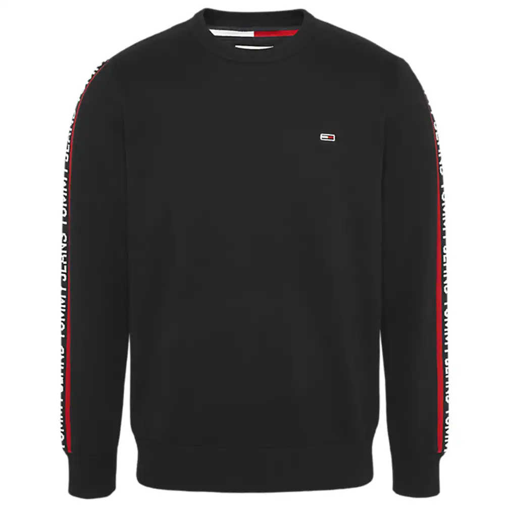 Sweat shirt homme Tommy Jeans Sleeve tape sweater Noir - ZESHOES