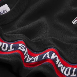 Sweat shirt homme Tommy Jeans Sleeve tape sweater Noir - ZESHOES