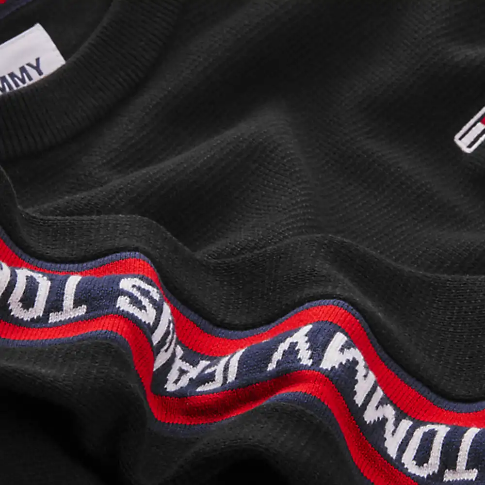 Sweat shirt homme Tommy Jeans Sleeve tape sweater Noir - ZESHOES