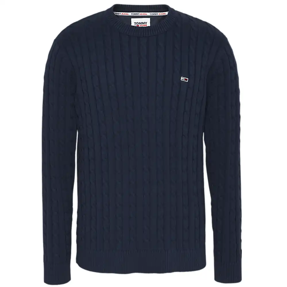 Pull homme Tommy Jeans Essential cable sweater Bleu - ZESHOES