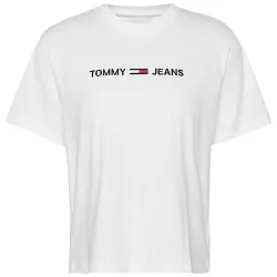 Tee shirt manche courte femme Tommy Jeans Modern linear logo tee Blanc - ZESHOES