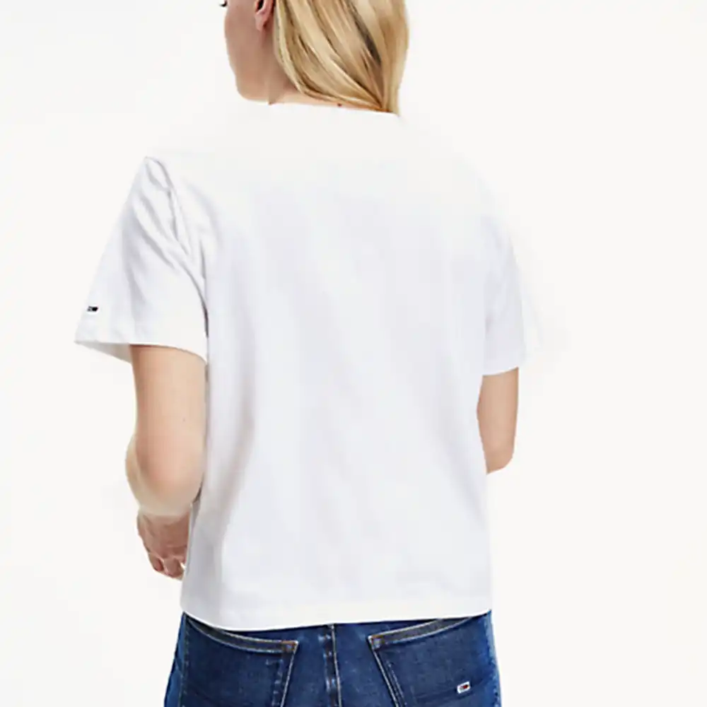 Tee shirt manche courte femme Tommy Jeans Modern linear logo tee Blanc - ZESHOES