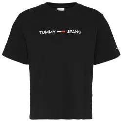 Tee shirt manche courte femme Tommy Jeans Modern linear logo Noir - ZESHOES
