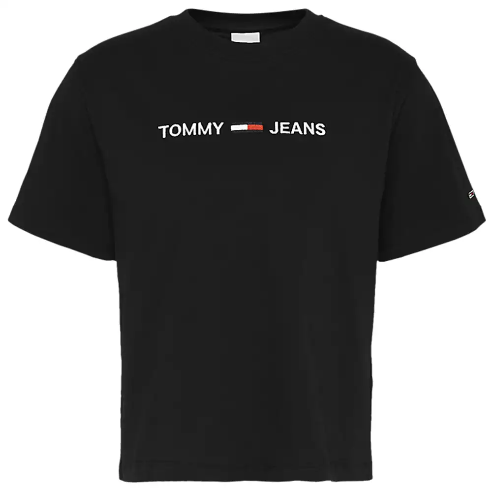 Tee shirt manche courte femme Tommy Jeans Modern linear logo Noir - ZESHOES