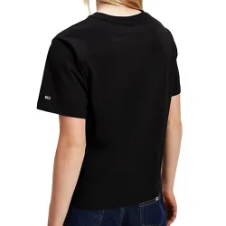 Tee shirt manche courte femme Tommy Jeans Modern linear logo Noir - ZESHOES